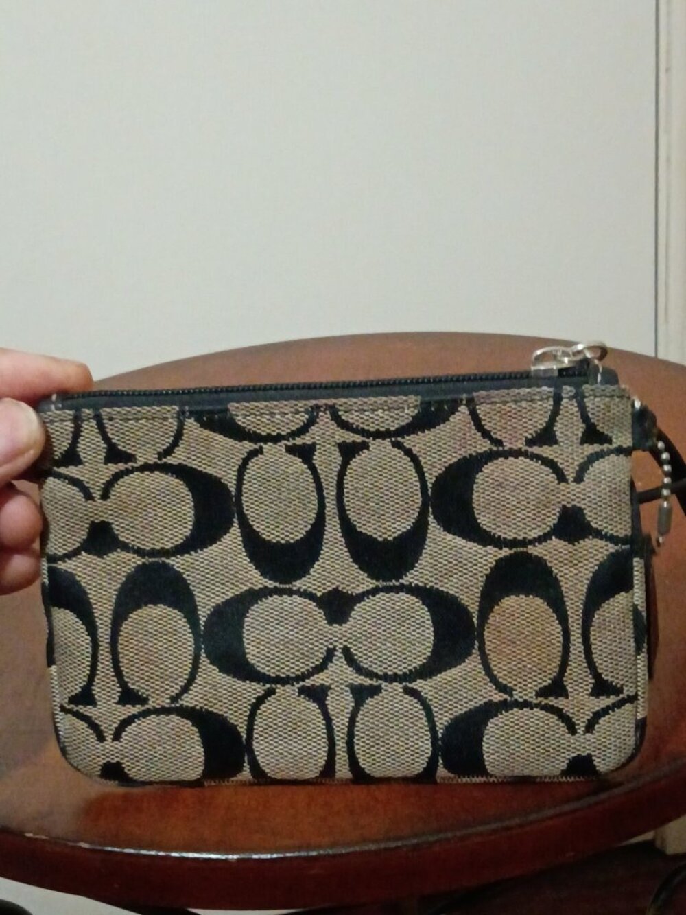 Coach Classic Signature Logo Black Gray Wristlet Coin Purse - Picture 4 of 13